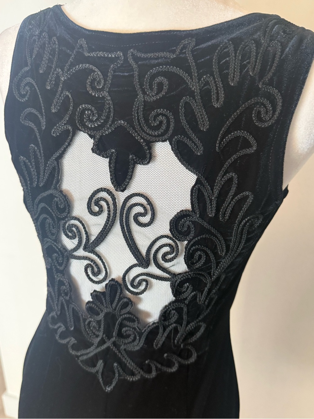Vintage 90s Scott McClintock Velvet Lace-Back Maxi Dress - Picture 5 of 12